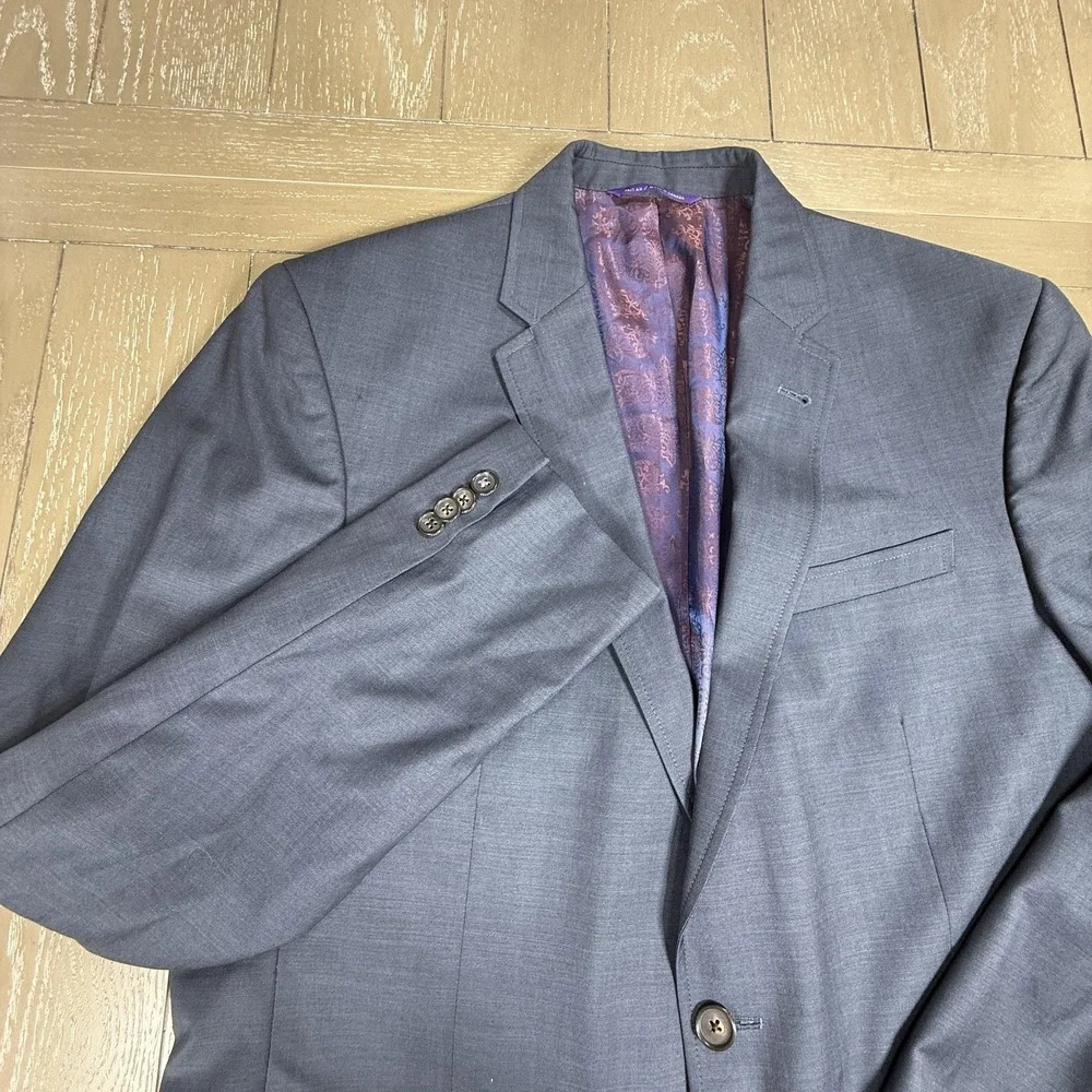 Ted Baker Blazer‎ Mens 42L Blue Endurance Jarrett SPJ 100% Wool Two Button